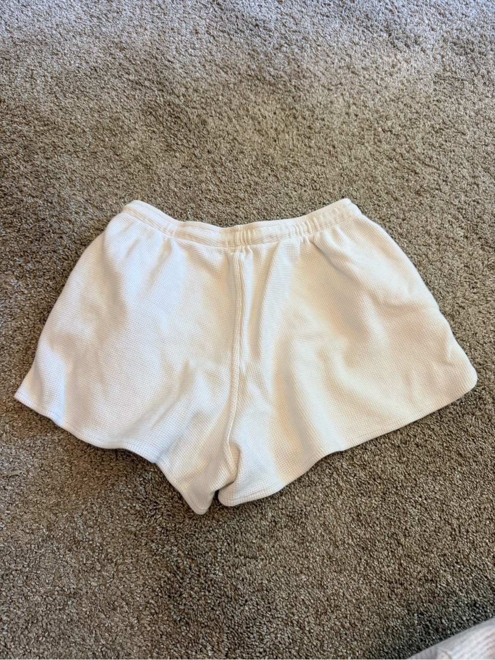 Brandy Melville White Waffle Knit Drawstring Athletic Shorts - Picture 3 of 3